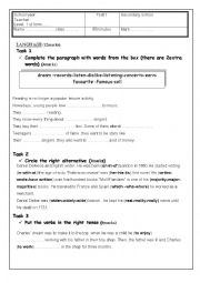 English Worksheet: mid -term  test n 1 for first form