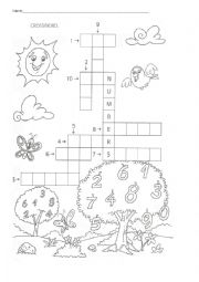 English Worksheet: numbers crossword