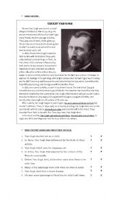 English Worksheet: Vincent Van Gogh- biography