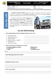 English Worksheet: Into the Wild - Movie analysis