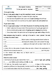 English Worksheet: To be/ get used to ing/noun 