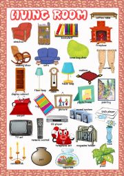 English Worksheet: Living Room Picture Dictionary