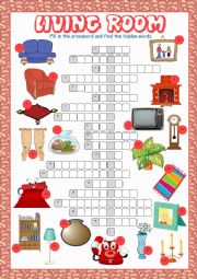 English Worksheet: Living Room Crossword Puzzle