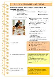 English Worksheet: description of a picture ;basic steps
