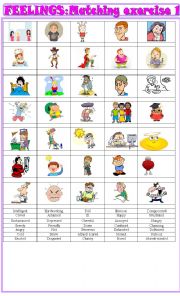 English Worksheet: feelings : matching exerise 1