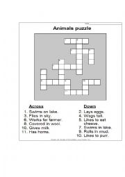 English Worksheet: Crosswords animals