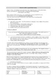 English Worksheet: How to write a good short story