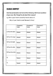 Possessive Adjectives - Class survey