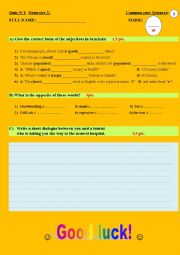 English Worksheet: A quiz for beginners (common core in Morocco) -2-