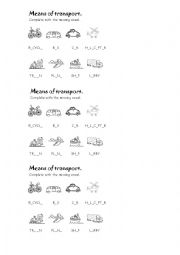 English Worksheet: MEANS OF TRANSPORT