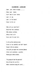 English Worksheet: CLASSROOM LANGUAGE