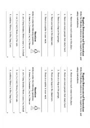 English Worksheet: Contractions Negatives