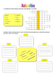 English Worksheet: nationalities_puzzle