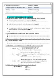 English Worksheet: 3rd form comprehensive test