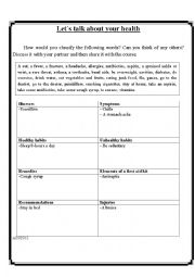 English Worksheet: Vocabulary about health
