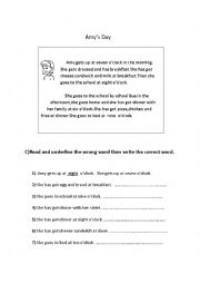 English Worksheet: present simple reading