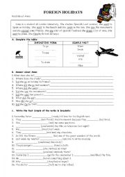 English Worksheet: foreign holidays - simple past