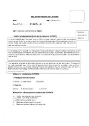 English Worksheet: Listening and reading