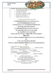 English Worksheet: Roar Katty Perry 