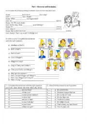 English Worksheet: Grammar and vocabulary