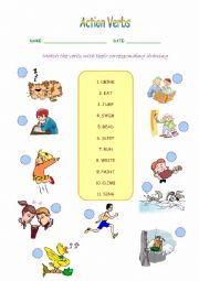 English Worksheet: Action Verbs Matching