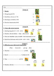 English Worksheet: daily activities