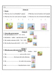 English Worksheet: daily activities