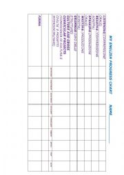 English Worksheet: My English Progress Chart