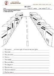 English Worksheet: places + prepositions