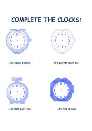 English Worksheet: The clocks