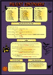 English Worksheet: PRESENT CONTINUOUS-RULES