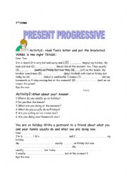 English Worksheet: present progressive