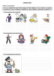 English Worksheet: Stereotypes