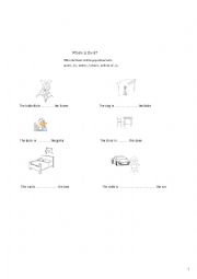 English Worksheet: preposition: in - on - under - in front of - behind