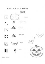 English Worksheet: Roll-a-pumpkin game