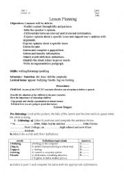 English Worksheet: virtual school ( lesson plan) 4th year tunisian pupils