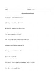 English Worksheet: Music Discussion Questions