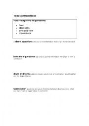 English Worksheet: Question types
