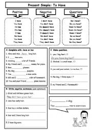 English Worksheet: review for the verb �to have� and distinguishing between �to have� and �to be�