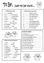 English Worksheet: another review of the verb to be  (2 pages)