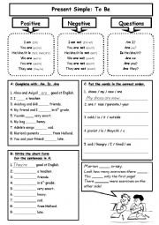 English Worksheet: review of the verb to be in present tense 2 pages