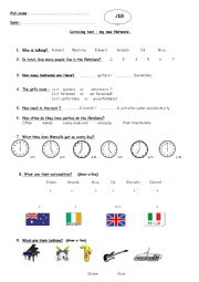 English Worksheet: My new flatmate: listening test.