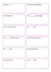 English Worksheet: Modal verbs game