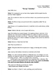 English Worksheet: be my valentines