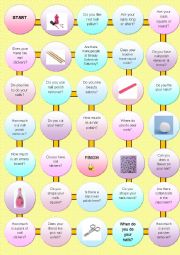 English Worksheet: BOARD GAME FOR BEAUTY CLASS ACTIVITY