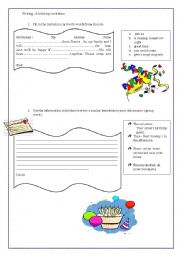 English Worksheet: a birthday invitation card