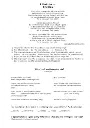 English Worksheet: Lifestyle and choices