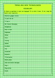 Vocabulary ws on the topic 