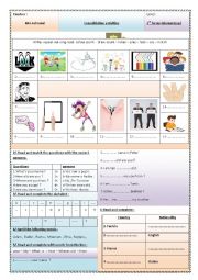 English Worksheet: review activities 7th f
