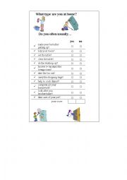 English Worksheet: What type  are you at home?